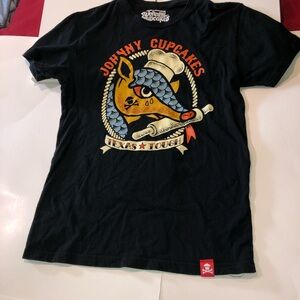 Johnny cupcakes Shirt Mens Small Black Texas Tough Graphic Tattoo Baker